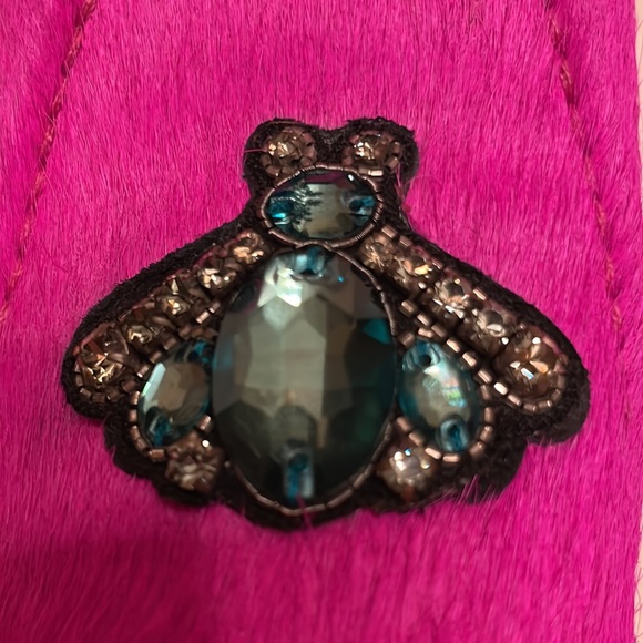 Figue "Milky" Calf Hair Embellished Magenta Loafers - Picture 3 of 10